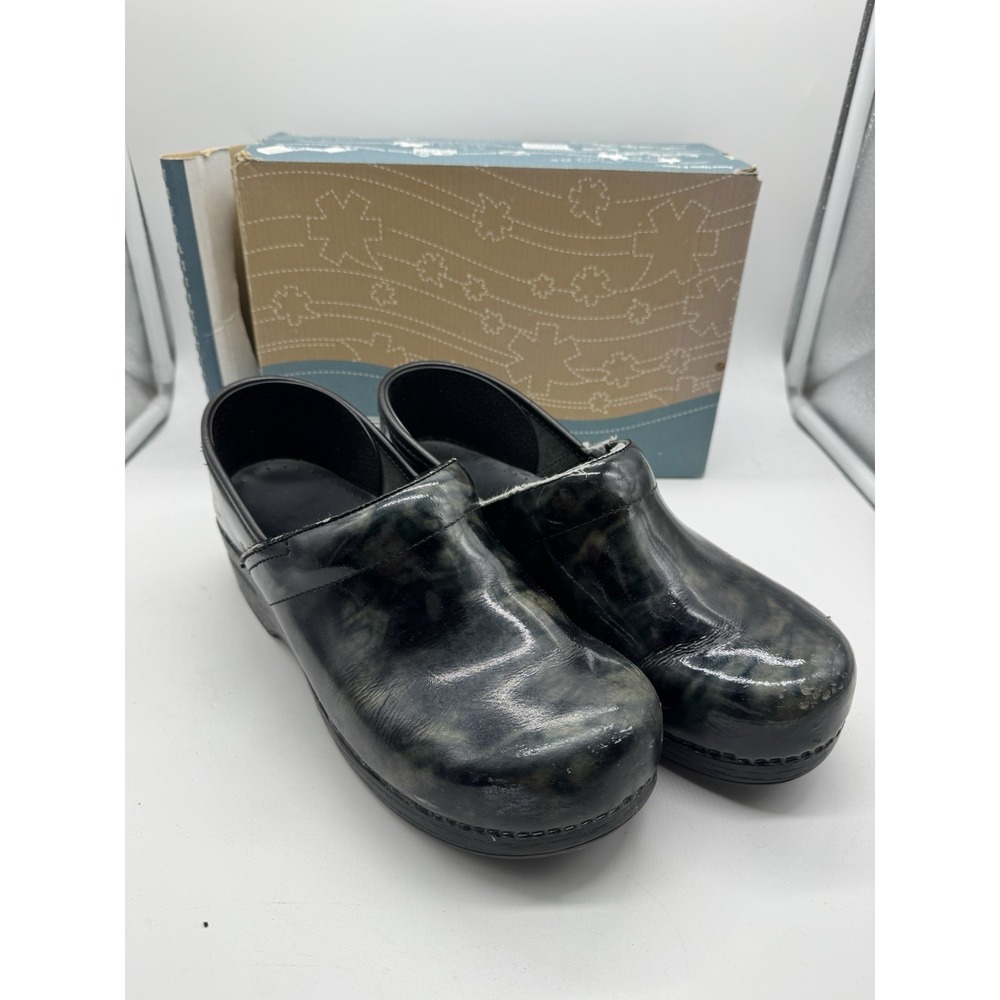 Dansko Blue‎ Green Marbled Patent Leather Womens Danish Clogs Size EU 40 US 9